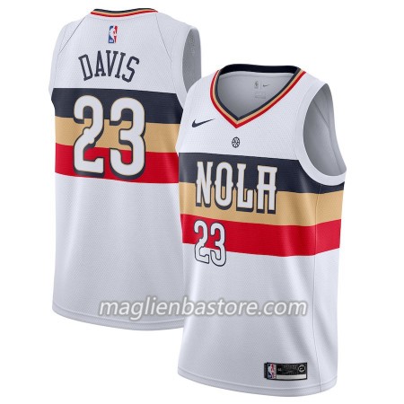 Maglia NBA New Orleans Pelicans Anthony Davis 23 2018-19 Nike Bianco Swingman - Uomo